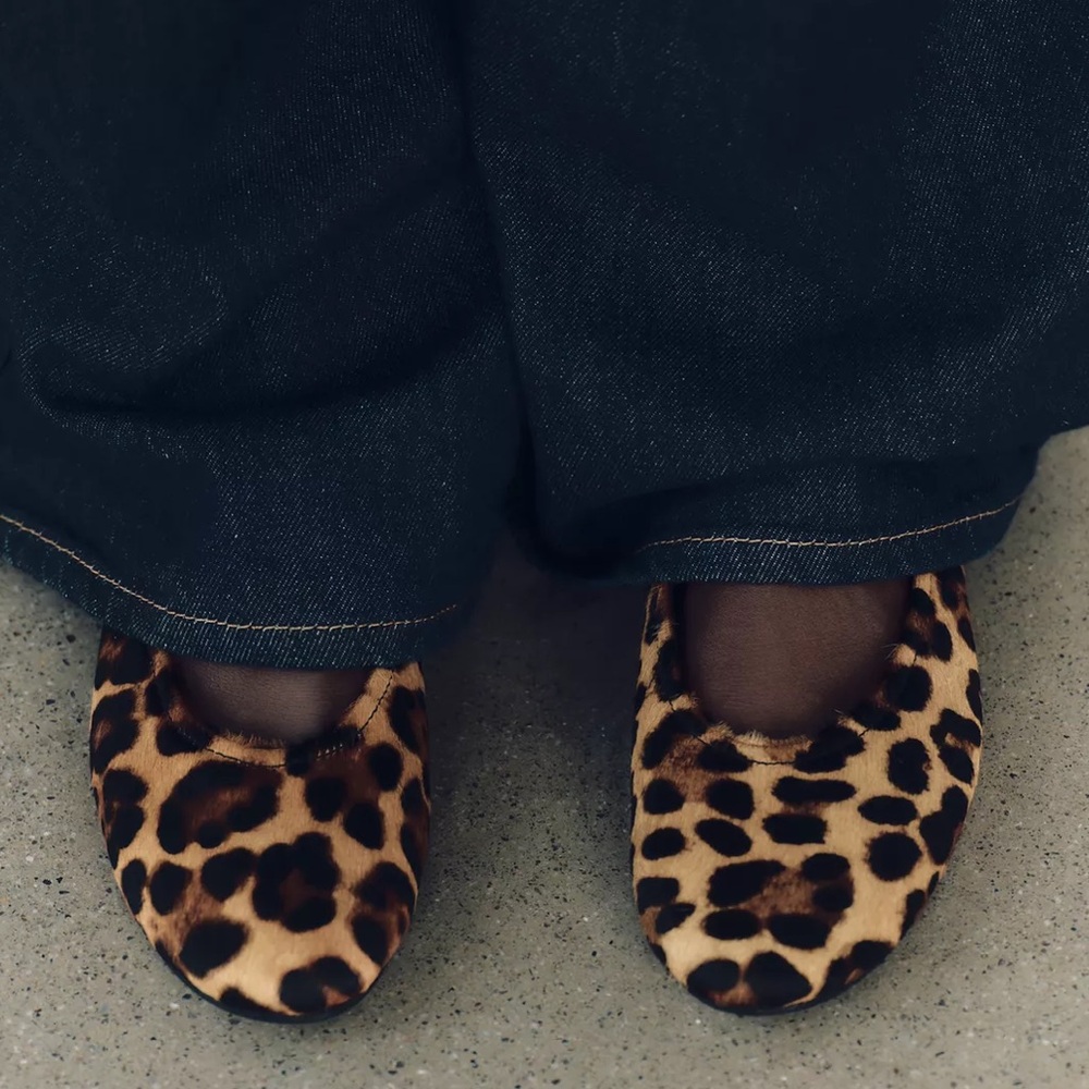 ANIMAL PRINT LEATHER BALLET FLATS - LEOPARD CHEETAH SHOES - 100% GENUINE LEATHER - Picture 6 of 6